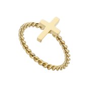 PAURO Cross Rings for Women Religious Stainless Steel Silver Gold Plated Dainty Twisted Prayer Faith Simple Vintage Stackable Statement Personalized Elegant Gift Jewelry Gold 6