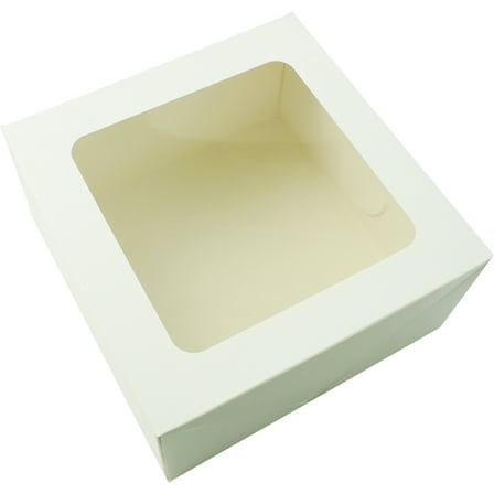 8" x 8" x 4" White Cakes Boxes with Windows, 3 Count, by Way To Celebrate