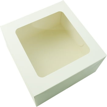 Way to Celebrate! 8x8x4 inch White Cake Boxes with Window, 3-Count