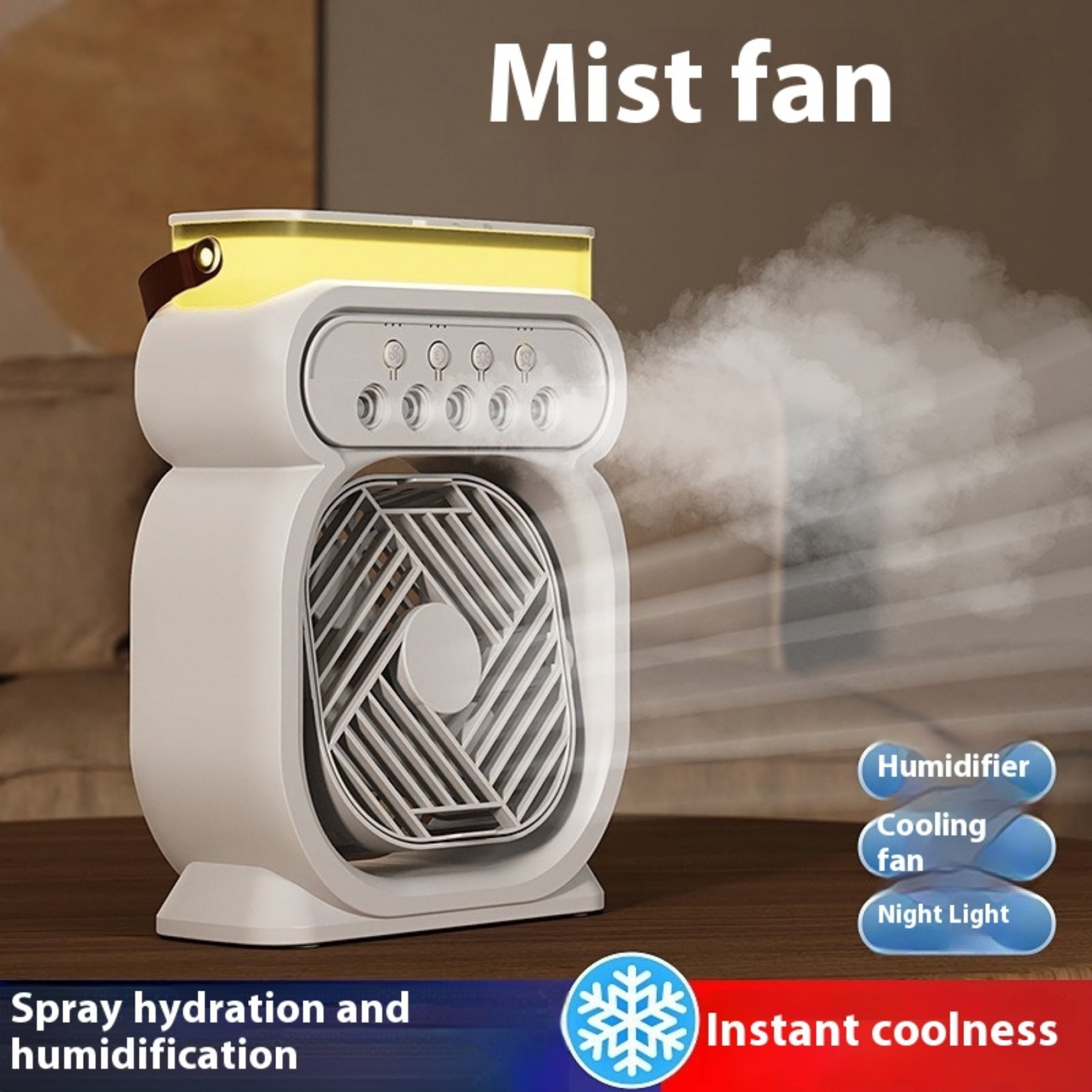 2025 New Desktop Humidifier with Night Light USB Spray Fan 2 in 1 for Office Outdoor Use