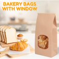 thumbnail image 3 of HLONK 50Pcs Bakery Bags Paper Food Packaging Clear Window Reusable Cookie Bags Multipurpose Bread Toast Bags DIY Paper Bags for Candy Bread Sandwiches Coffee Beans 4.7x2.6x9.7 inch, 3 of 10