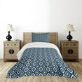 thumbnail image 4 of Ambesonne Hippie Quilted Bedspread Set 2 Pcs, Abstract Leaf Form Spots, Twin Size, Dark Blue Yellow White, 4 of 5