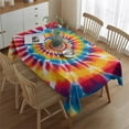 thumbnail image 2 of Colorful Rainbow Tie Dye Spiral Pattern Rectangle Tablecloth 60"x84",Waterproof Polyester Rectangle Table Cloth, Wipeable Spillproof Polyester Tablecloth for Dining, Camping, Indoor and Outdoor, 2 of 5