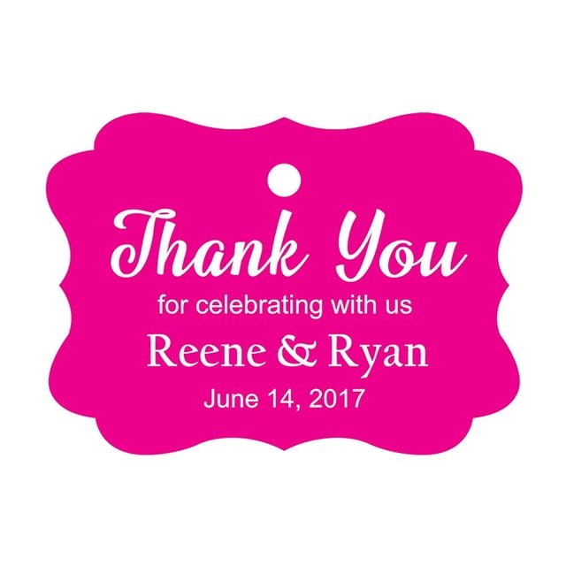 100 PCS Custom Wedding Favor Hang Tags Thank you for celebrating Personalized Paper Tags