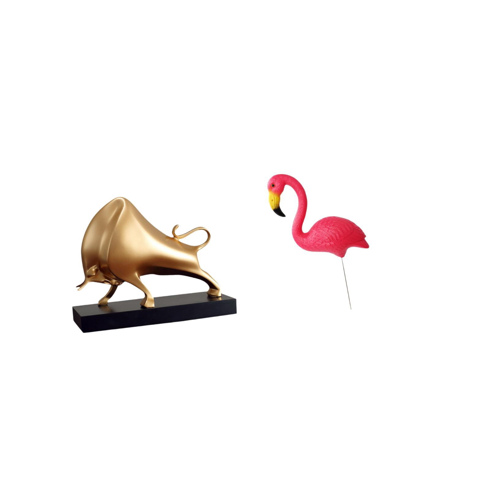CoudarTitie Bull Sculpture Home Decor Tabletop Crafts Ox Abstract Statue Cattle Figurine Desk Living Room Bedroom Entrance Bird Figurine Yard Art Ornament Garden Accessories Flamingo Stake