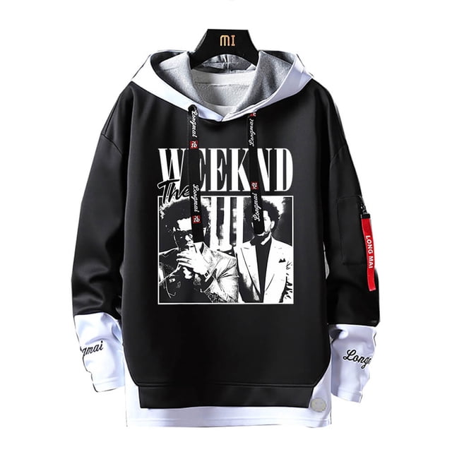 Sudadera con capucha con estampado de rapero para hombre, ropa de calle de gran tamaño con cintas y letras, jersey de retazos, primavera y otoño