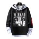 thumbnail image 1 of Sudadera con capucha con estampado de rapero para hombre, ropa de calle de gran tamaño con cintas y letras, jersey de retazos, primavera y otoño, 1 of 4