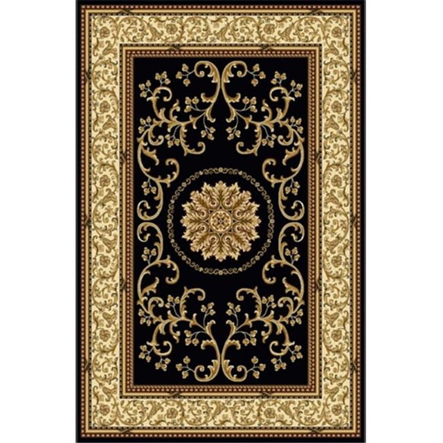 Radici 1419-1322-BLACK Noble Rectangular Black Traditional Italy Area Rug, 7 ft. 9 in. W x 9 ft. 6 in. H