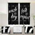 thumbnail image 2 of Laundry Black Kitchen Window Curtain White Words Funny Minimalist Trendy Wash Dry Fold Small Short 27.5" W x 39" L Curtains Set for Living Room Bedroom Bathroom 2 Panels Rod Pocket Drapes, 2 of 6