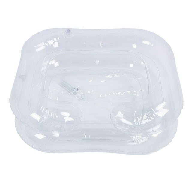 Hair Washing Tray, Portable Easy To Inflate Inflatable Shampoo Basin for Elderly White,Clear