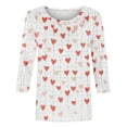thumbnail image 5 of Avrnliq Valentine Womens Multicolor Heart Print Blouse - Inclusive Sizes S-5XL, Three-Quarter Sleeves Loose Fit Soft Stretchy Casual Sweet Top,Size 2XL, 5 of 5
