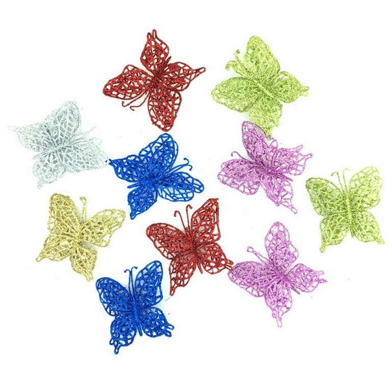 7cm Artificial Hollow Butterfly Christmas Tree Ornaments Wedding