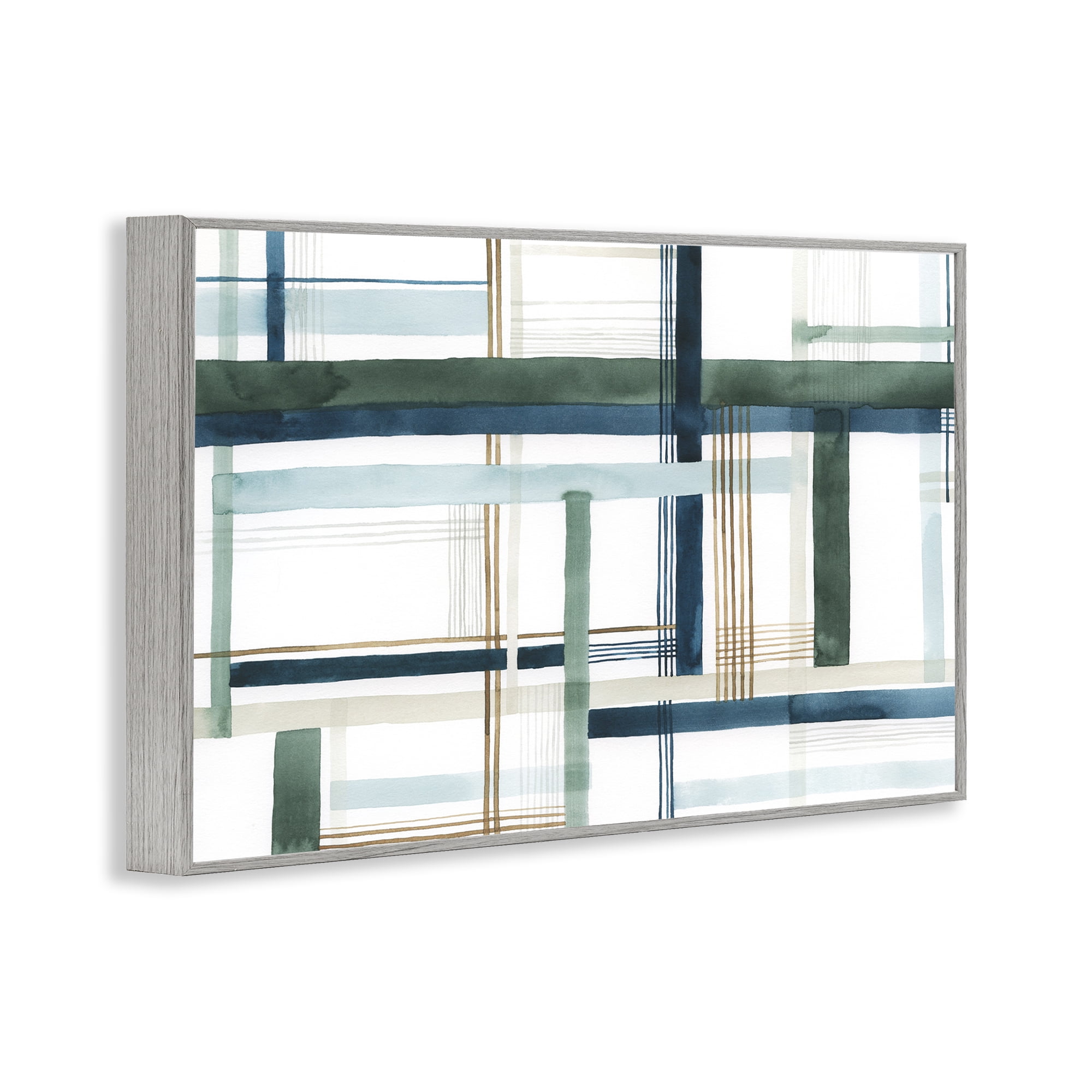 Stupell Industries Layered Woven Pattern Abstract Painting Gray Framed Art Print Wall Art, 24 x 16