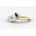 thumbnail image 3 of HeartsAndYou 1ct Natural Round Aquamarine Diamond Sapphire Trilogy Ring 14k SOLID Yellow Gold, 3 of 9
