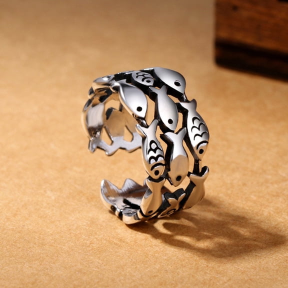 Opolski Creative Lovely Fish Silver Plated Opening Finger Ring Women's Jewelry Gift