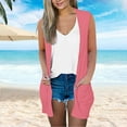 thumbnail image 2 of Women's V Neck Sleeveless Duster Cardigan Airy Loose Fit Summer Cover Up with Pockets Casual Lightweight Outwear, 2 of 7