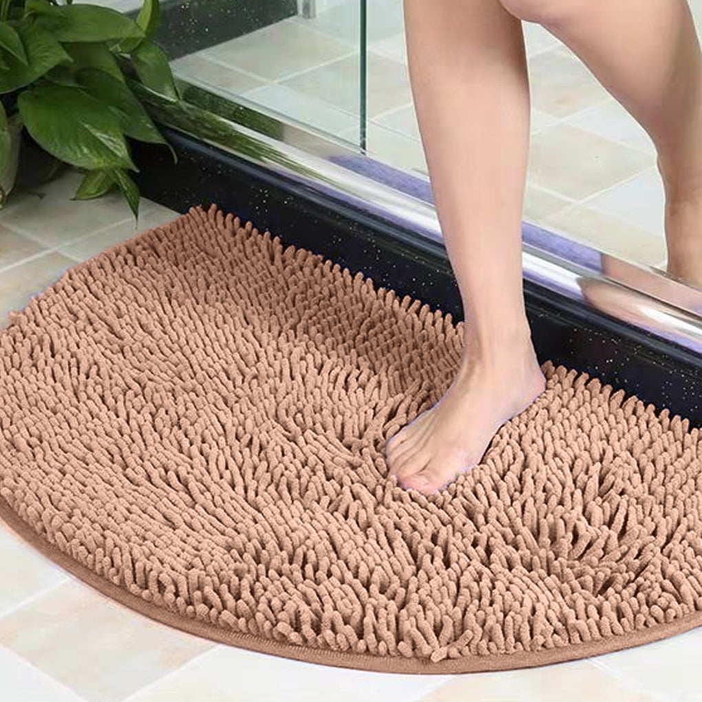 NEW Absorbent Soft Velvet Footprint Bath Bathroom Floor Shower Mat Rug Nonslip 