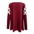 thumbnail image 4 of Dyfzdhu Long Sleeve T Shirts for Women Zip Up V Neck Hollow Off Shoulder Rhinestone Solid Blouse Tunic Top Red, 4 of 4