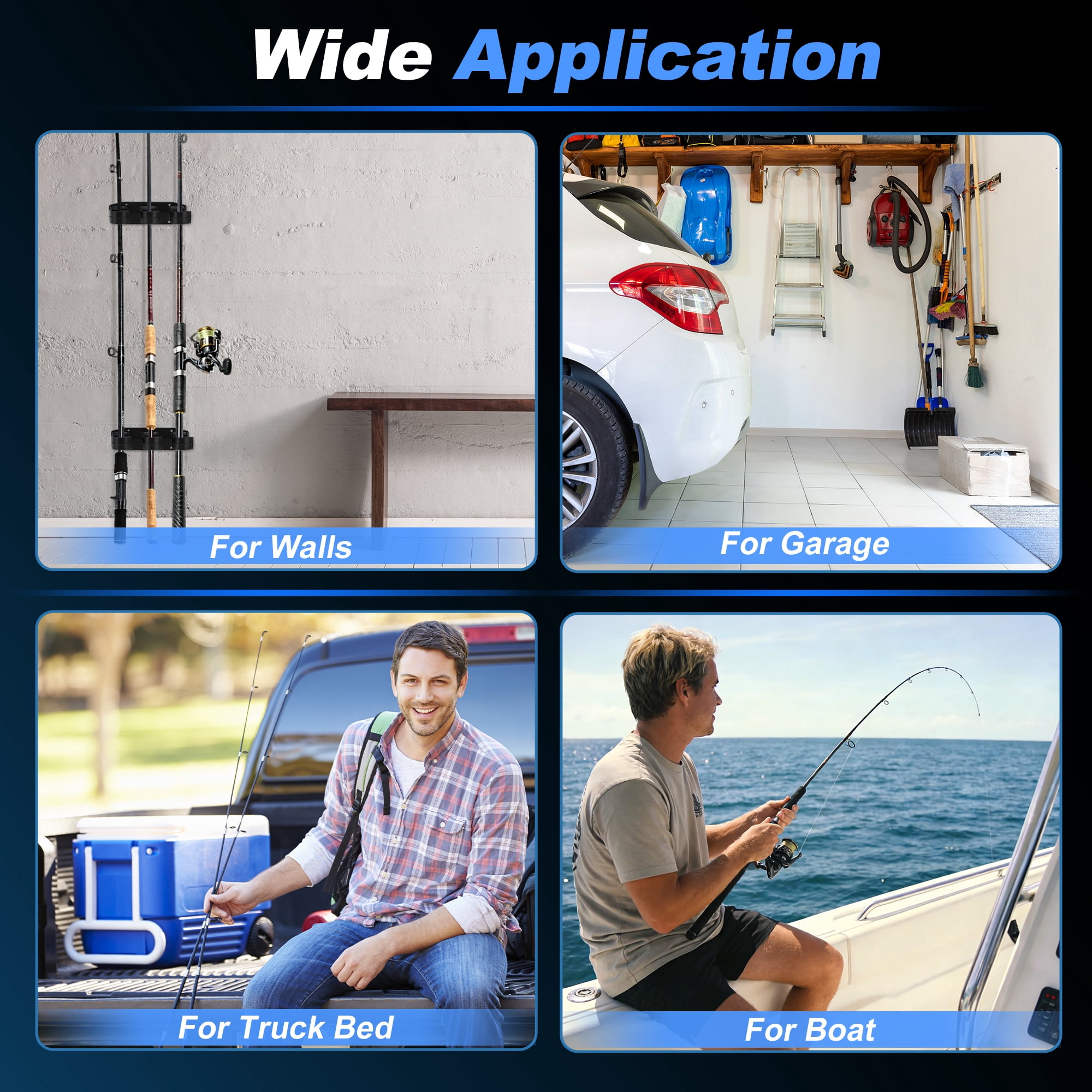 Unique Bargains Fishing Rod Holder for Car Black 3 Rods 2 Pcs