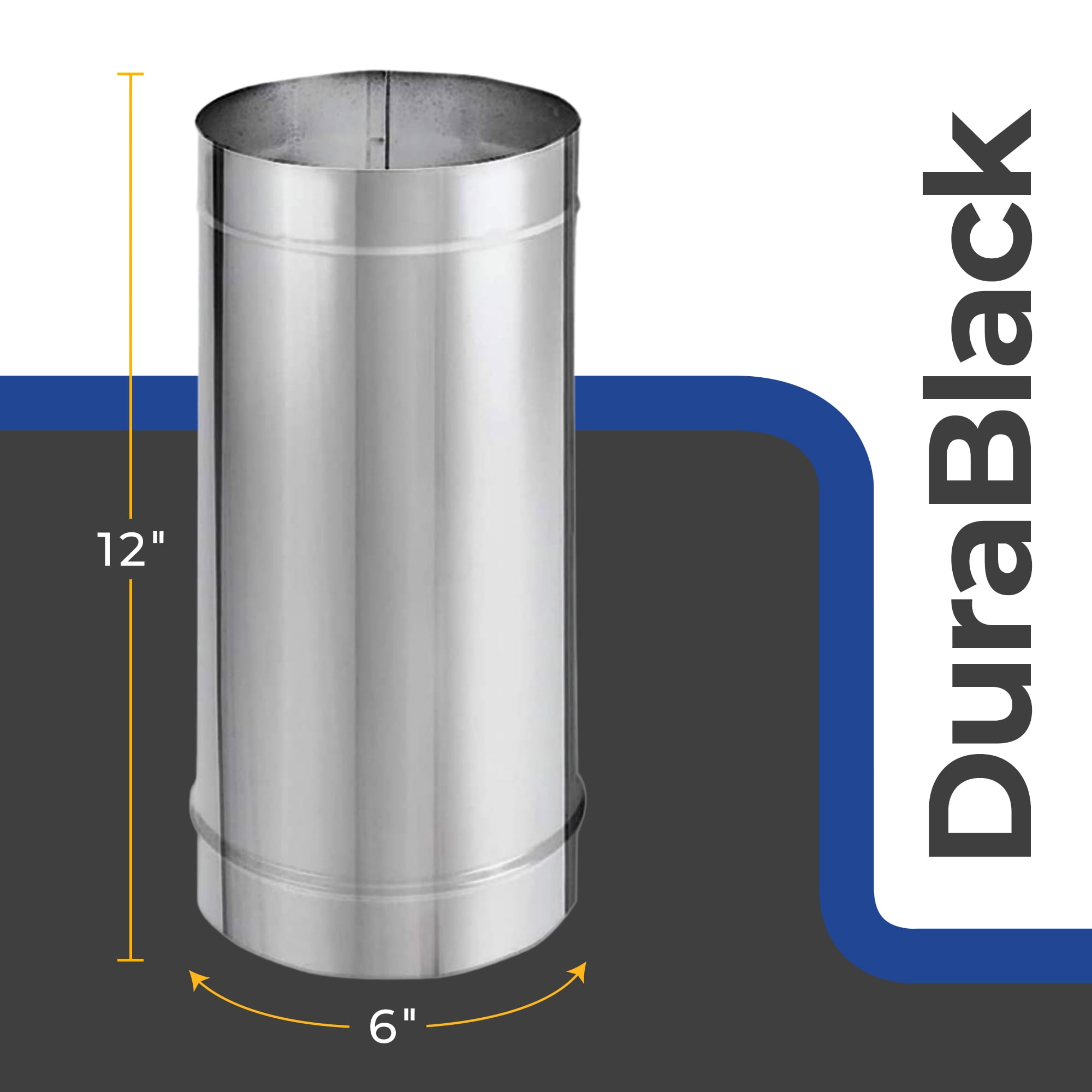 DuraVent DuraBlack 12 x 6 Inch Stainless Steel Single Wall Stove Pipe