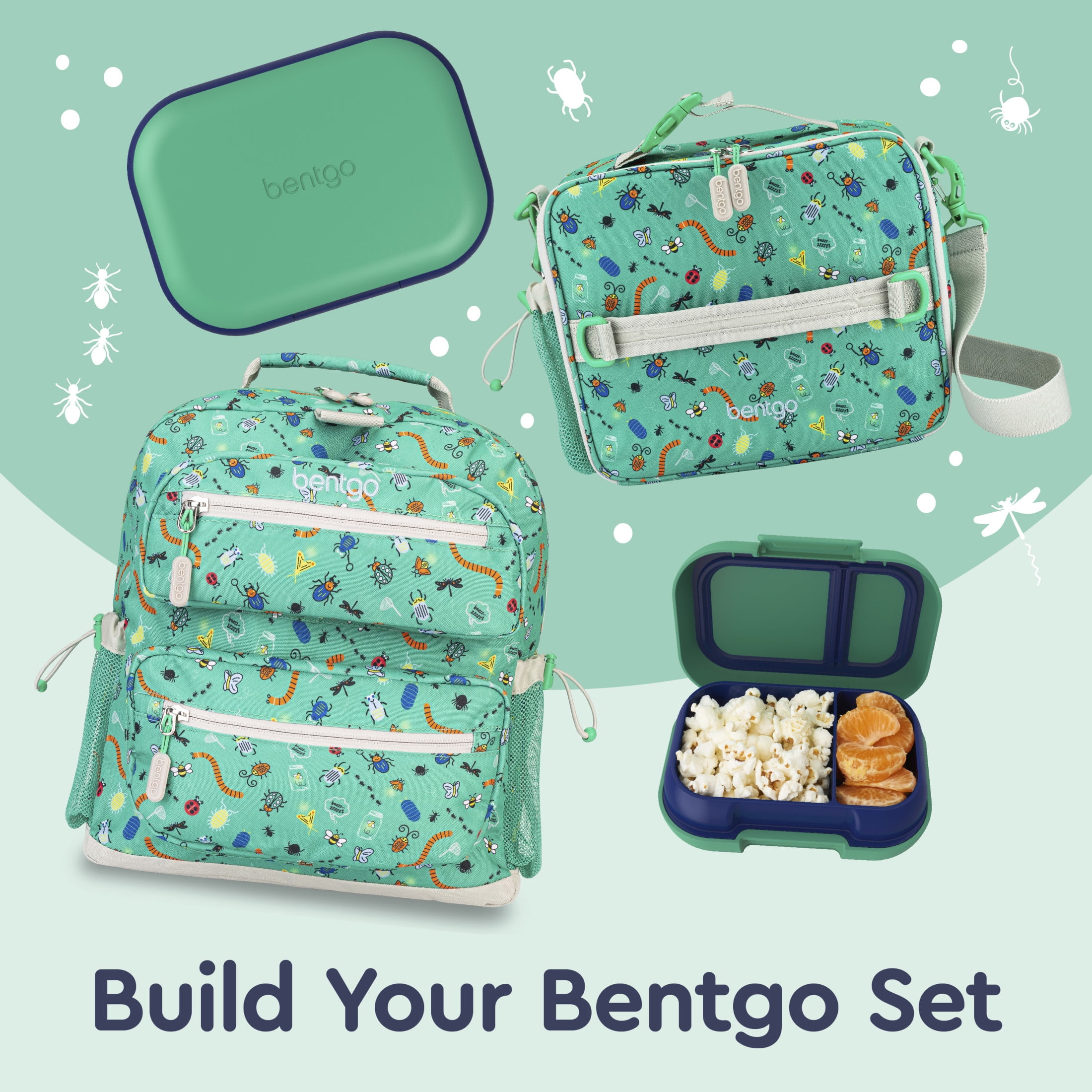 Bentgo Chill Kids Leak-Proof Lunch Box - 4-Compartment Bento Box with Built-In Ice Pack, 3.3 Cup Capacity, PFAS & BPA-Free, Microwave & Dishwasher Safe, Ideal Size for Ages 3 to 7 (Green/Navy)