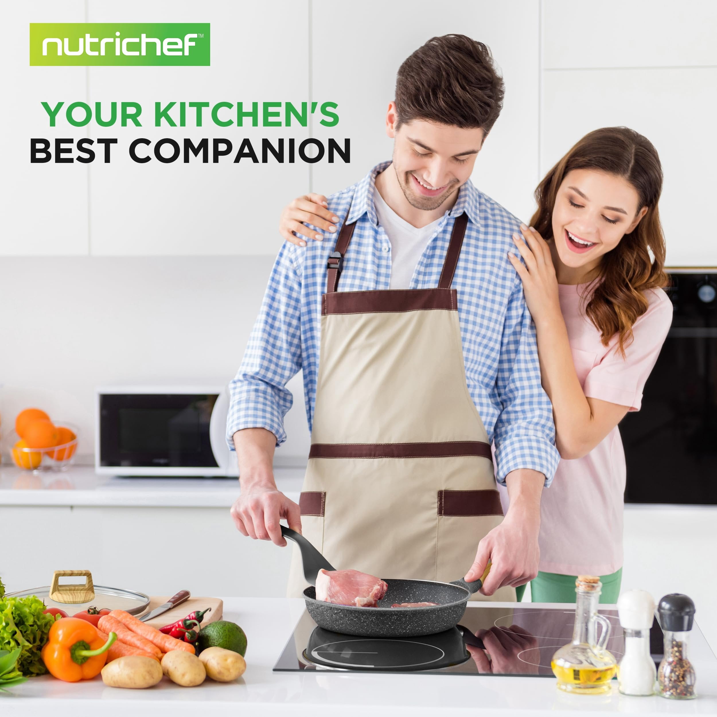 NutriChef 22-Piece Black Marble Non-Stick Cookware and Bakeware Set - Professional Home Kitchen Collection with Multi-Sized Pots, Pans, and Heat-Resistant Tools