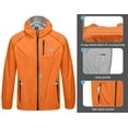 thumbnail image 4 of Little Donkey Andy Men's Cycling Stretch Rain Jacket with Hood, Windproof and Waterproof, Ultralight Golf Windbreaker,Packable Orange Size XXL, 4 of 7