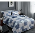 thumbnail image 5 of Jessy Home Patchwork Bedspread Set Queen/Full Grey Blue Plaid Quilt Microfiber Coverlet, 5 of 7