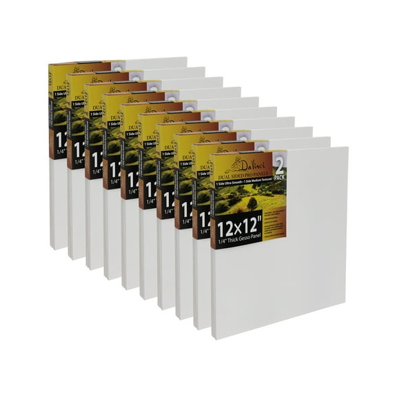 Jerry's Artarama Da Vinci Dual Sided Pro Panel Board - 20-Pack, 12x12" 6mm Deep Panels for Painting - Archival, Acid-Free Art Supplies - Ultra-Smooth & Medium Textured Paint Surfaces