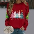 thumbnail image 1 of Chandail de Noël pour Femmes, Chandail à Capuche Imprimé Col Rond Manches Longues Drôle Rouge m, 1 of 5