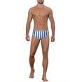 thumbnail image 2 of NOMADIC NOOK Men's Elastic Waist Contrast Color Stripes Swim Briefs 2 Pack, 2 of 5
