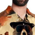 thumbnail image 5 of Vintage Bear Men's Short Sleeve Spread Collar Tops, Casual Button Down Shirts, Printed Summer Beach Shirts, Unisex, 5 of 6