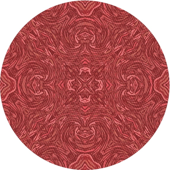Ahgly Company Machine Washable Indoor Round Transitional Red Area Rugs, 3' Round
