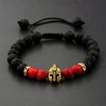 thumbnail image 2 of RSAMD 8MM Owl Buddha Beaded Natural Lava Stone Gold Silver Charm Fashion Men Bracelets-176-10, 2 of 2