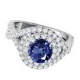 thumbnail image 2 of Aonejewelry 1.10 Ct. Ttw Splint Shank Interwined Design Diamond and Sapphire Ring In 14k White Gold, 2 of 4