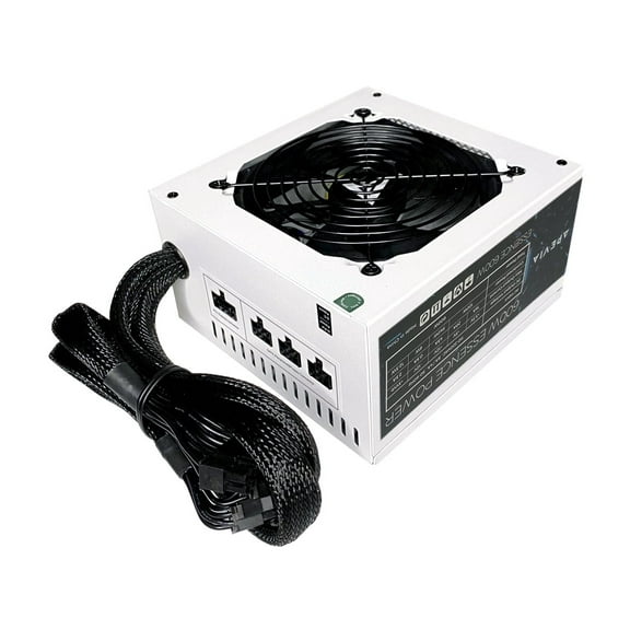Apevia ATX-ES600-WH Essence 600W ATX Semi-Modular Gaming Power Supply with Auto-Thermally Controlled 120mm Black Fan, 115/230V Switch, All Protections, White