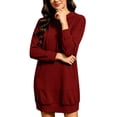 thumbnail image 5 of Busydd Hooded Sweatshirt Dress for Women with Kangaroo Pocket Casual Solid Color Drawstring Fall Dress Comfy Fashion Long Sleeve Dresses M, 5 of 6