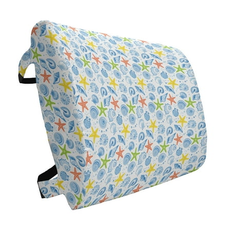 

Nautical Lumbar Pillow Marine Themed Starfish Mollusk Coral Reef Shells Oyster Underwater Design Soft Back Cushion for Office Chairs with Adjustable Straps 14 x 13 Blue and Yellow by Ambesonne