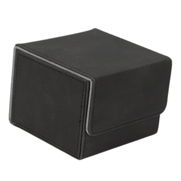 Estuche de cuero para barajas de cartas con fundas para más de 140 cartas. Caja para barajas de juegos y tarjetas de presentación. Style2 negro gris
