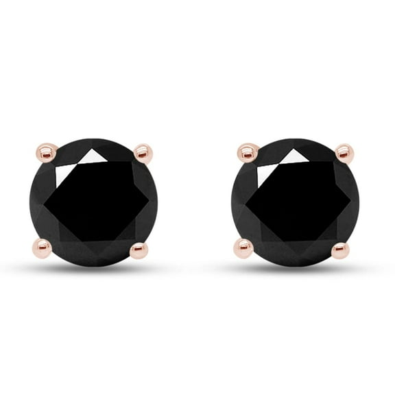10K White Gold Post 2CTTW 6.5MM Lab Created Black Moissanite Solitaire Stud Earrings Sterling Silver