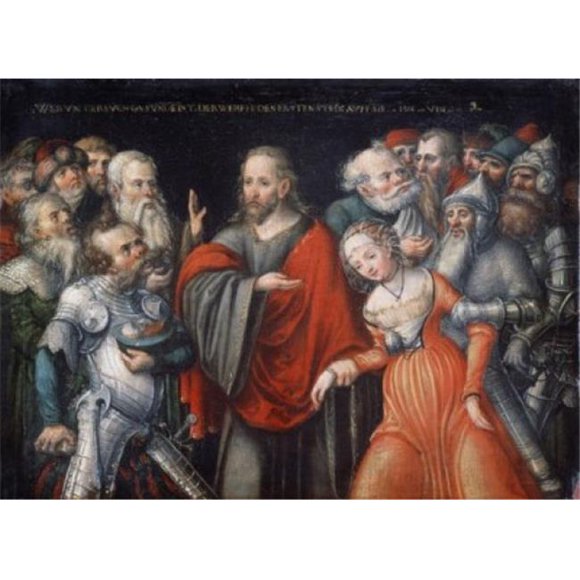 Posterazzi SAL900871 Christ & the Adulteress Lucas Cranach the Elder 1472-1553 German Poster Print - 18 x 24 in.