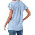 thumbnail image 4 of Nlife Women Swiss Dots V Neck Ruffle Short Sleeve T-Shirt, 4 of 7