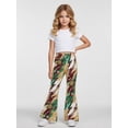 thumbnail image 2 of Girls Digital Print Flared Pants, Wide Leg Bell Bottom Casual Trousers, Slim Fit Fashion Wear for Spring Summer, Ages 4-13, 2 of 6
