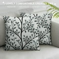 thumbnail image 3 of COMIO  Classical Jacquard Teal Leaf Pattern Square Decorative Throw Pillow Case Cushion Cover, 3 of 5
