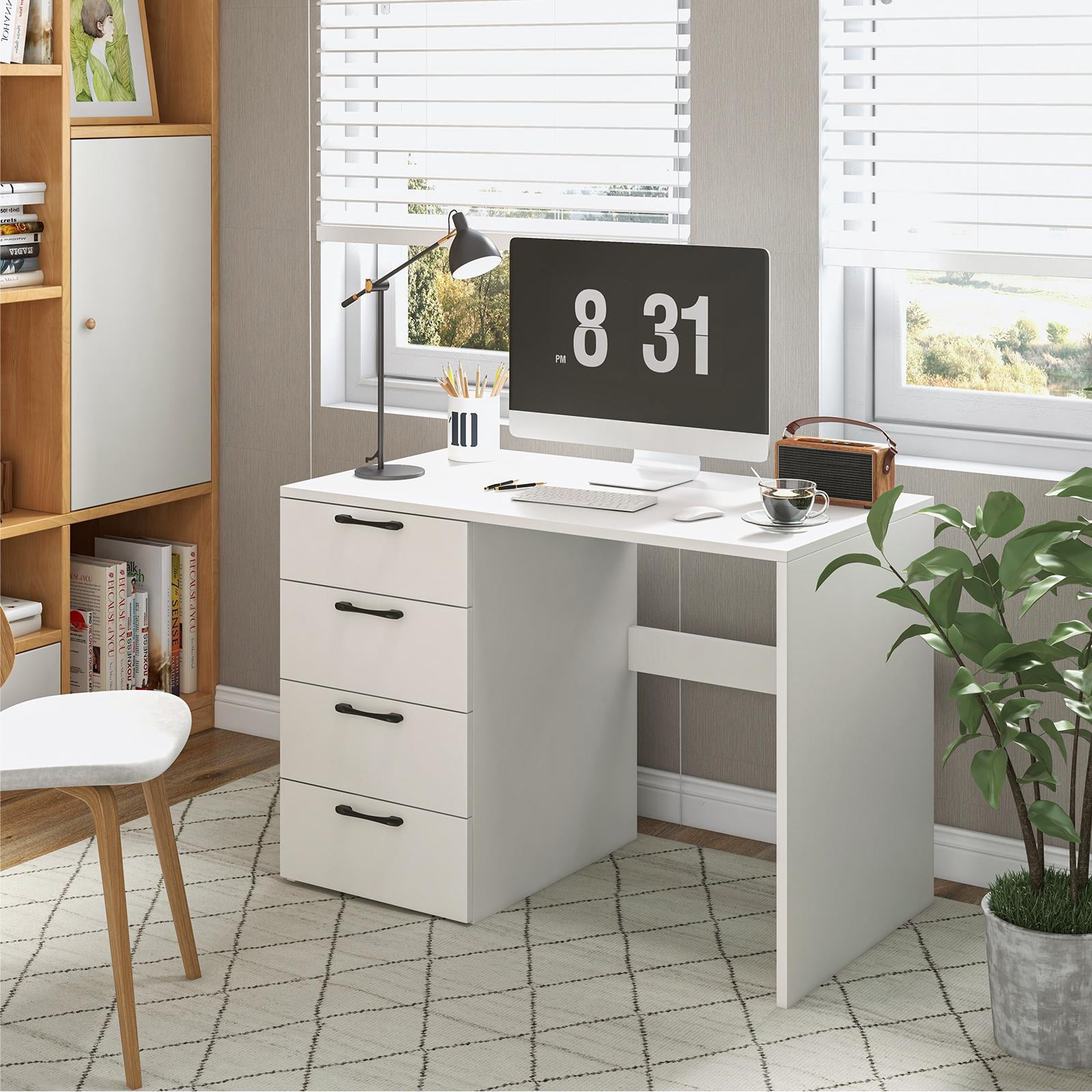 Giantex 4-Drawer Computer Desk, Modern Home Office Desk, Laptop Executive Desk, Makeup Vanity Table for Living Room & Bedroom