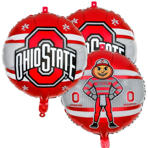 Ohio State Party Balloons (3 Pcs.)! 3 (18") Round Brutus the Buckeye Foil Balloons. Great for OSU football tailgates, Birthdays & all Ohio State Fan Parties. by Havercamp