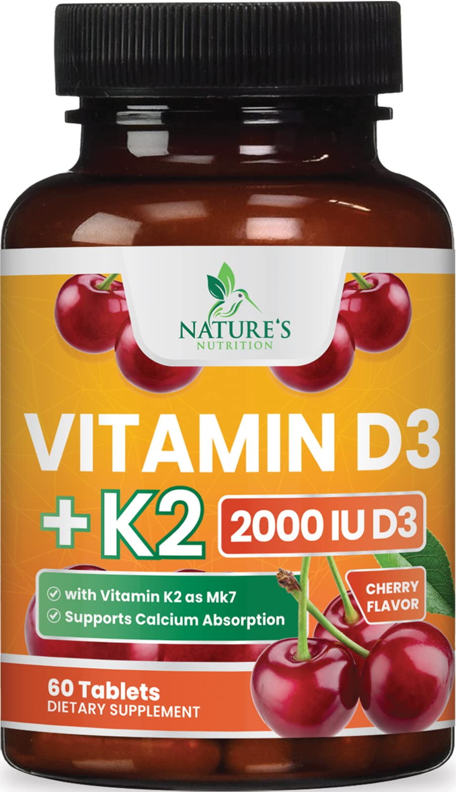 Vitamin D3 + K2 Supplement, 2 in 1 Formula with MK-7 - High Potency ...