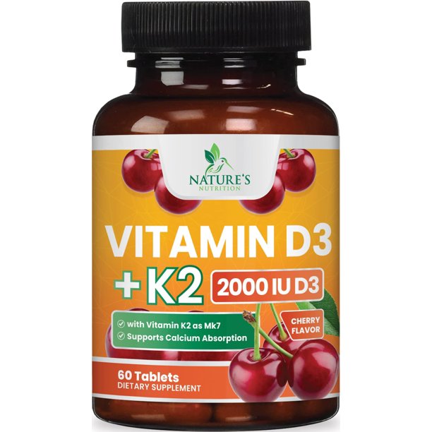 Vitamin D3 + K2 Supplement, 2 in 1 Formula with MK7 High Potency