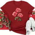 thumbnail image 2 of Womens Floral Printed T Shirts Valentine's Day Cute Short Sleeve T-Shirt Trendy Crewneck Basic Tops, 2 of 5