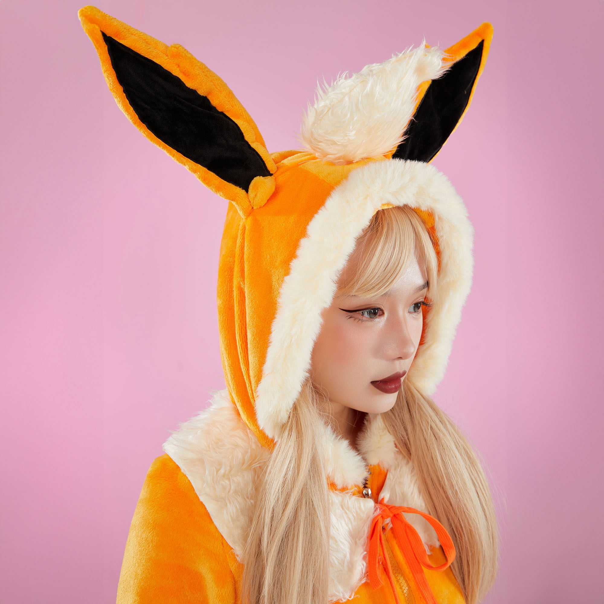MOBBUNNY PM Derivative Sexy Bodysuit Fuzzy Onesies Plush Hooded